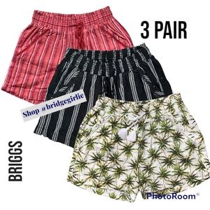 Briggs Linen Blend Pull on Shorts, 3 Pairs